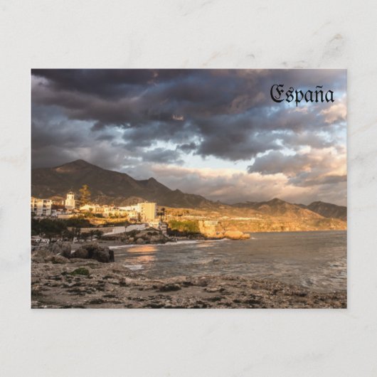 atardecer en la playa de Nerja en Málaga Briefkaart (Voorkant)