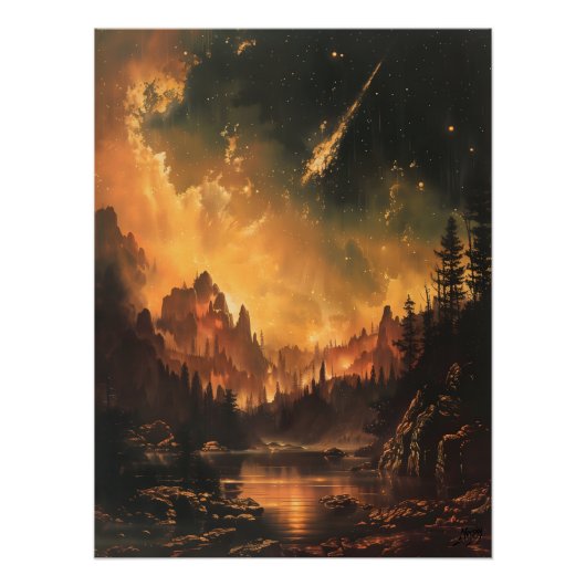 Atardecer Meteórico: Espectáculo Ardiente Natural Perfect Poster (Voorkant)