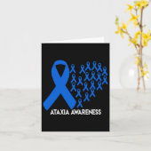 Ataxia Awareness Blue Ribbon Gift Kaart (Gele Bloem)