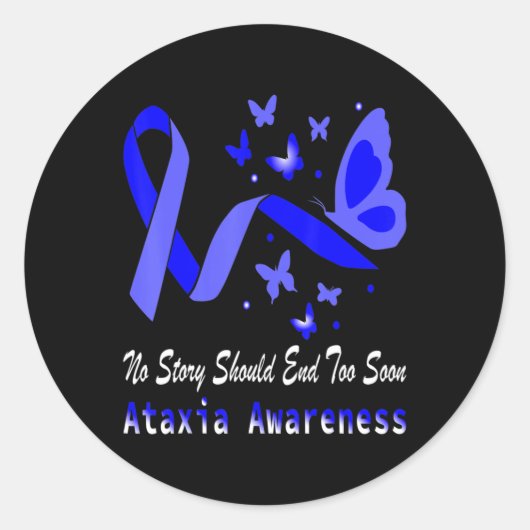 Ataxia Awareness Butterfly Support T-Shirt75 Ronde Sticker (Voorkant)