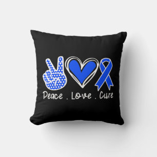 Ataxia Awareness Month Blue Ribbon Peace Love Cure Kussen
