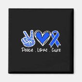 Ataxia Awareness Month Blue Ribbon Peace Love Cure Magneet (Voorkant)
