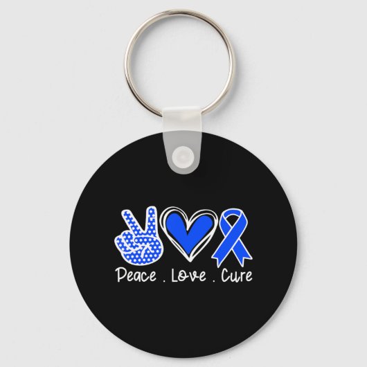 Ataxia Awareness Month Blue Ribbon Peace Love Cure Sleutelhanger (Voorkant)