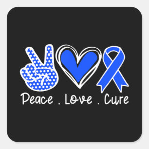 Ataxia Awareness Month Blue Ribbon Peace Love Cure Vierkante Sticker