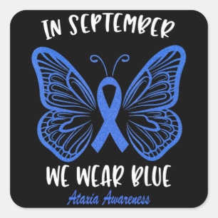 Ataxia Bewustheid in september Draag we Blue Cute Vierkante Sticker