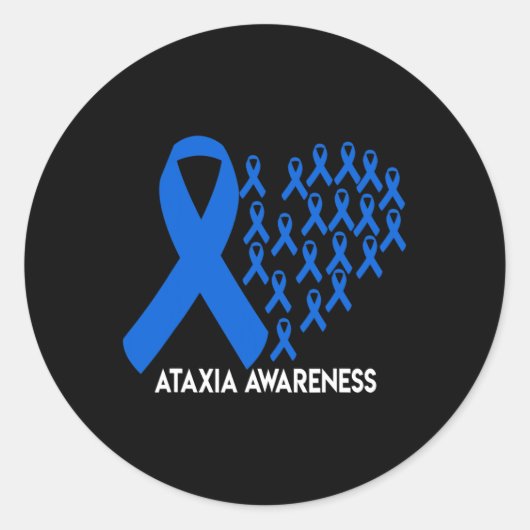 Ataxia Bewustzijn blauw lint Gift Ronde Sticker (Voorkant)