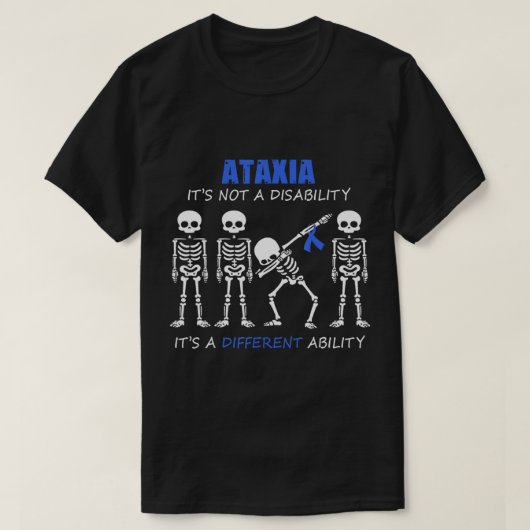 Ataxia Het is geen handicap Skelet met T-shirt (Design voorkant)