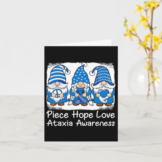 Ataxia Support Gnomes With Ribbon Blue Ataxia Awar Kaart (Gele Bloem)
