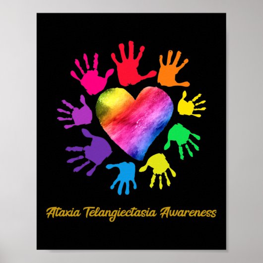 Ataxia Telangiectasia Awareness Hands Ataxia Telan Poster (Voorkant)