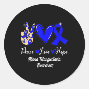 Ataxia Telangiectasia Awareness Peace Love Hope Bl Ronde Sticker