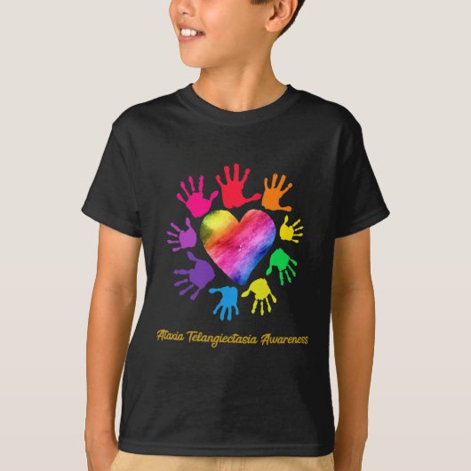 Ataxia Telangiectasia Awareness Peace Love Hope Bl T-shirt (Voorkant)