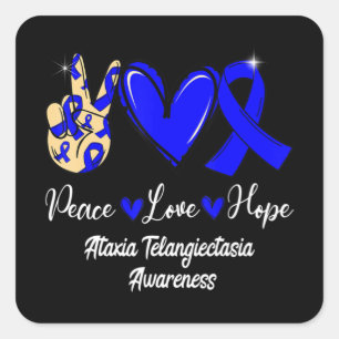 Ataxia Telangiectasia Awareness Peace Love Hope Bl Vierkante Sticker