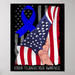 Ataxia Telangiectasia Bewustzijn Amerikaanse Vlag Poster