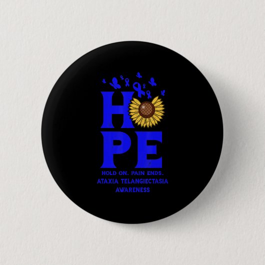 Ataxia Telangiectasia Blue Hope Sunflower Ronde Button 5,7 Cm (Voorkant)