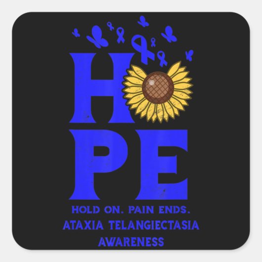 Ataxia Telangiectasia Blue Hope  Sunflower Vierkante Sticker (Voorkant)