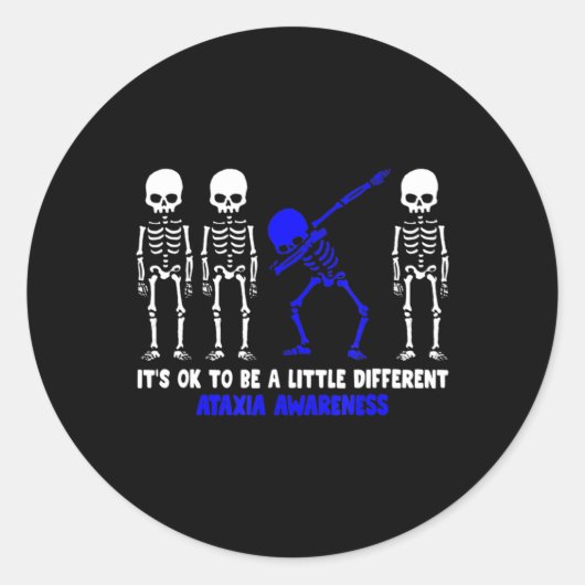Ataxia Warrior blue Ribbon Awareness disease hallo Ronde Sticker (Voorkant)