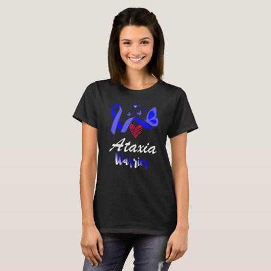 Ataxia Warrior Butterfly Awareness Support T-shirt (Voorkant volledig)