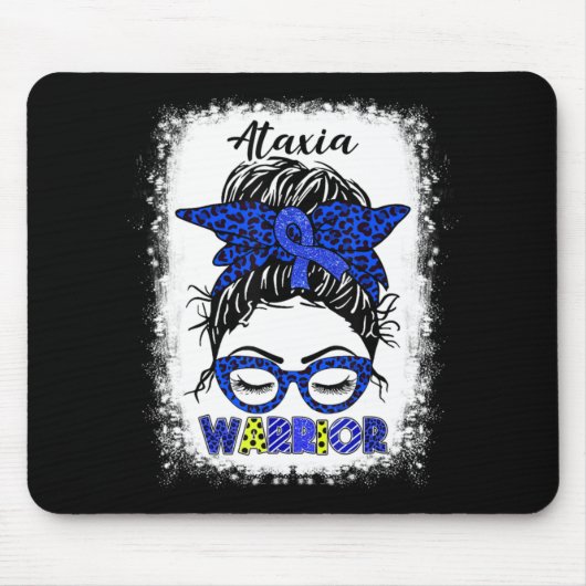 Ataxia Warrior Messy Bun Blue Ribbon Women Ataxia Muismat (Voorkant)