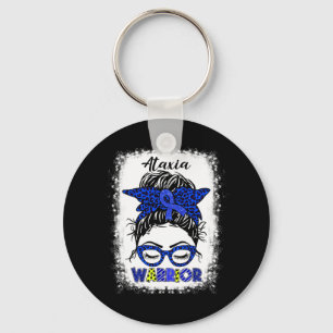 Ataxia Warrior Rommelig Kapsel Blauwe Lint Vrouwen Sleutelhanger