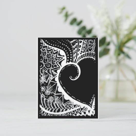 ATC zwart hart Briefkaart (Staand voorkant)