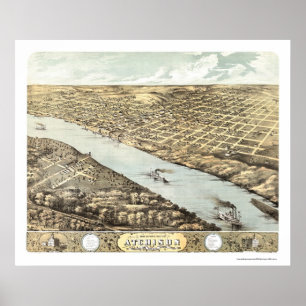 Atchison, KS Panoramic Map - 1869 Poster