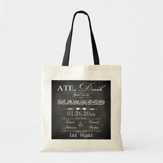 Ate, Drink en gehuwd Chalkboard Wedding Bag Tote Bag (Voorkant)
