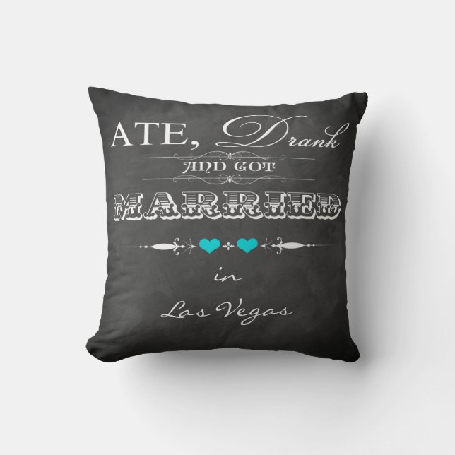 Ate, Drink en gehuwd met FAUX Chalkboard Pillow Kussen (Voorkant)