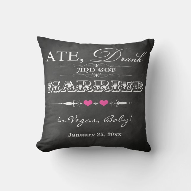 Ate, Drink en gehuwd met FAUX Chalkboard Pillow Kussen (Voorkant)