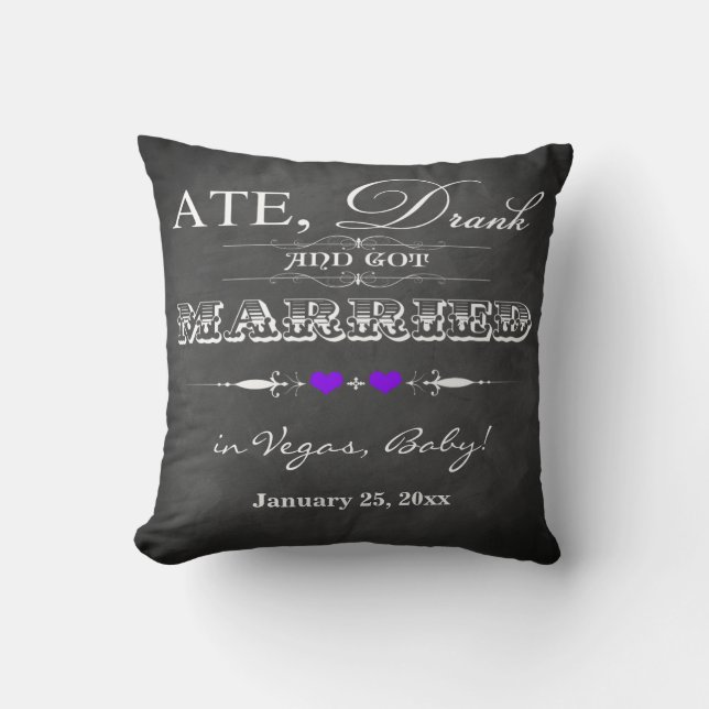 Ate, Drink en gehuwd met FAUX Chalkboard Pillow Kussen (Voorkant)