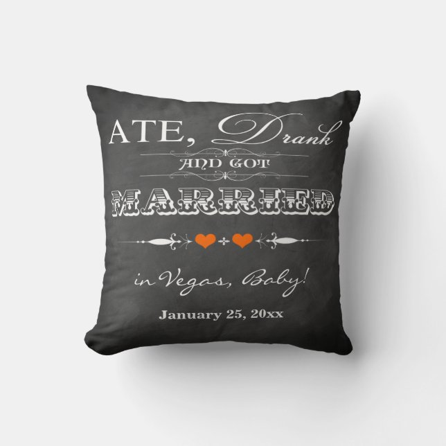 Ate, Drink en gehuwd met FAUX Chalkboard Pillow Kussen (Voorkant)