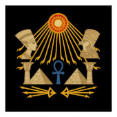 Aten Sun Disc – Ankh, Horus & Nefertiti Perfect Poster (Voorkant)