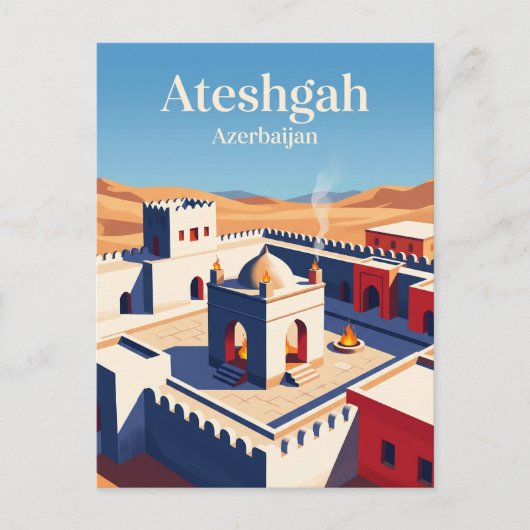 Ateshgah Vuurtempel Azerbeidzjan Briefkaart (Voorkant)
