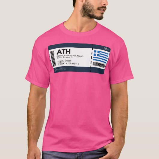 Ath Athens International Airport Boarding Pass Tic T-shirt (Voorkant)