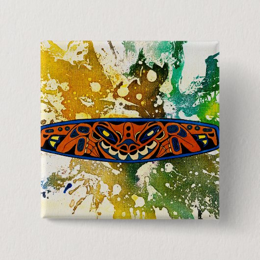 Athabascan Totem van Michael Moffa Vierkante Button 5,1 Cm (Voorkant)