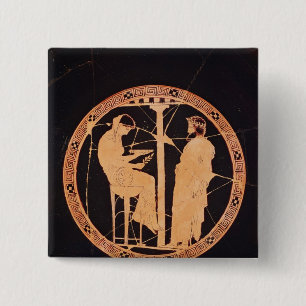 Atheense rode figuur kylix die Aegeus afschildert Vierkante Button 5,1 Cm