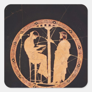 Atheense rode figuur kylix die Aegeus afschildert Vierkante Sticker