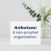 Atheïsme: Een organisatie zonder profeet. Funny Pu Briefkaart (Staand voorkant)