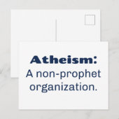 Atheïsme: Een organisatie zonder profeet. Funny Pu Briefkaart (Voorkant / Achterkant)