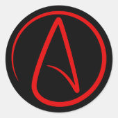 Atheïsme Rood Logo Ronde Sticker (Voorkant)