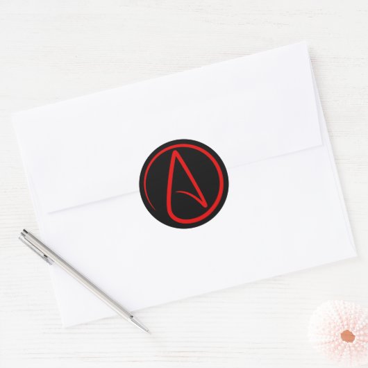 Atheïsme Rood Logo Ronde Sticker (Envelop)