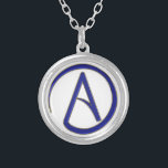 Atheïsme symbool zilver vergulden ketting<br><div class="desc">Atheïsme is simpelweg de afwezigheid van het geloof dat er goden bestaan.</div>