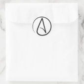 Atheïsme symbool: zwart op wit ronde sticker (Tas)