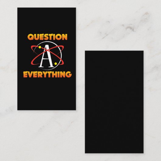 Atheïsme Wetenschap Atom vraagt zich af alles athe Visitekaartje (Voorkant / Achterkant)