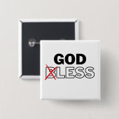 Atheïst Anti Religie "Goddeloos" Vierkante Button 5,1 Cm (Voorkant /achterkant)