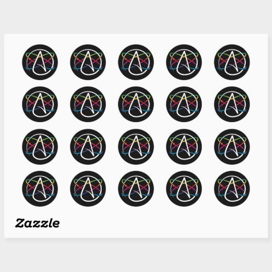 Atheïst Atom Rainbow Ronde Sticker (Vel)