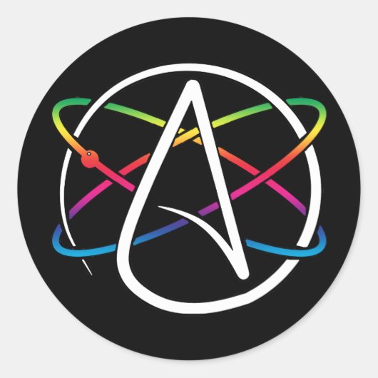 Atheïst Atom Rainbow Ronde Sticker (Voorkant)