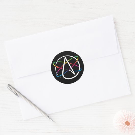 Atheïst Atom Rainbow Ronde Sticker (Envelop)