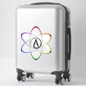 Atheist Atom Symbol Rainbow Black Sticker (Koffer)