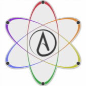 Atheist Atom Symbol Rainbow Black Sticker (Voorkant)