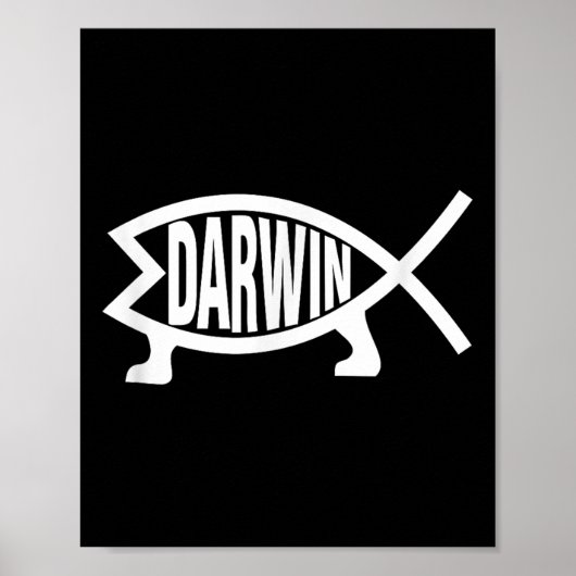 Atheïst Charles Darwin Evolutietheorie Vis  Poster (Voorkant)